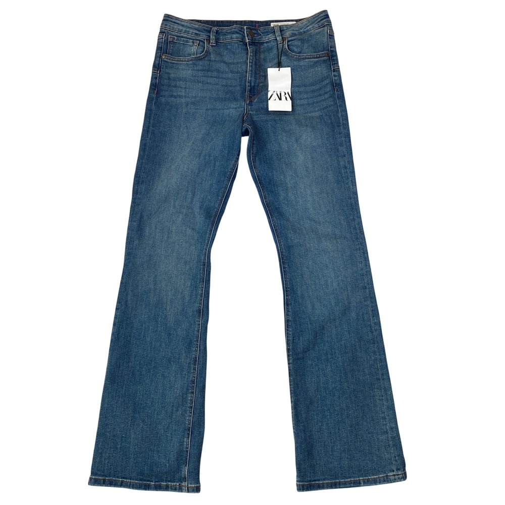 Zara Bootcut Flare Jeans Women 12 Blue Medium Wash High Rise Y2K Chic NWT